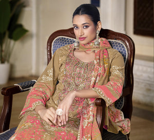 DRAVINAM Trends Women's Unstitched Premium Cambric Cotton Embroidered Suit Material