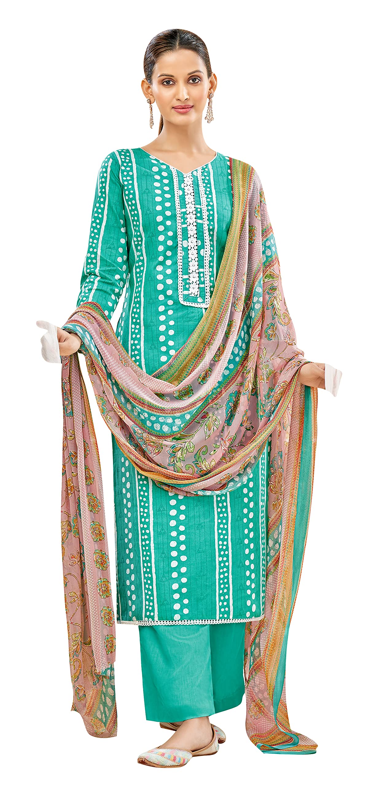 DRAVINAM Trends Women's Cotton Printed Unstitiched Dress Material (purple)