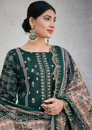 DRAVINAM Trends Women's Unstitched Pakistani Digital Print Embroidered Pure Cotton Salwar Suit Dress Materials with Cotton Digital Embroidered Cutwork Dupatta