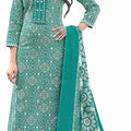 DRAVINAM Trends Women's Unstitched Cambric Cotton Printed Embroidered Salwar Suit Dress Material with Printed Cotton Digital printed Dupatta (Green)