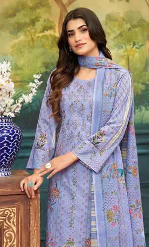 DRAVINAM Trends Women's Unstitched Salwar Suit Dress Material - Cotton Digital Printed Organza Embroidered Kameez II Unstitch Bottoms II Cotton Dupatta