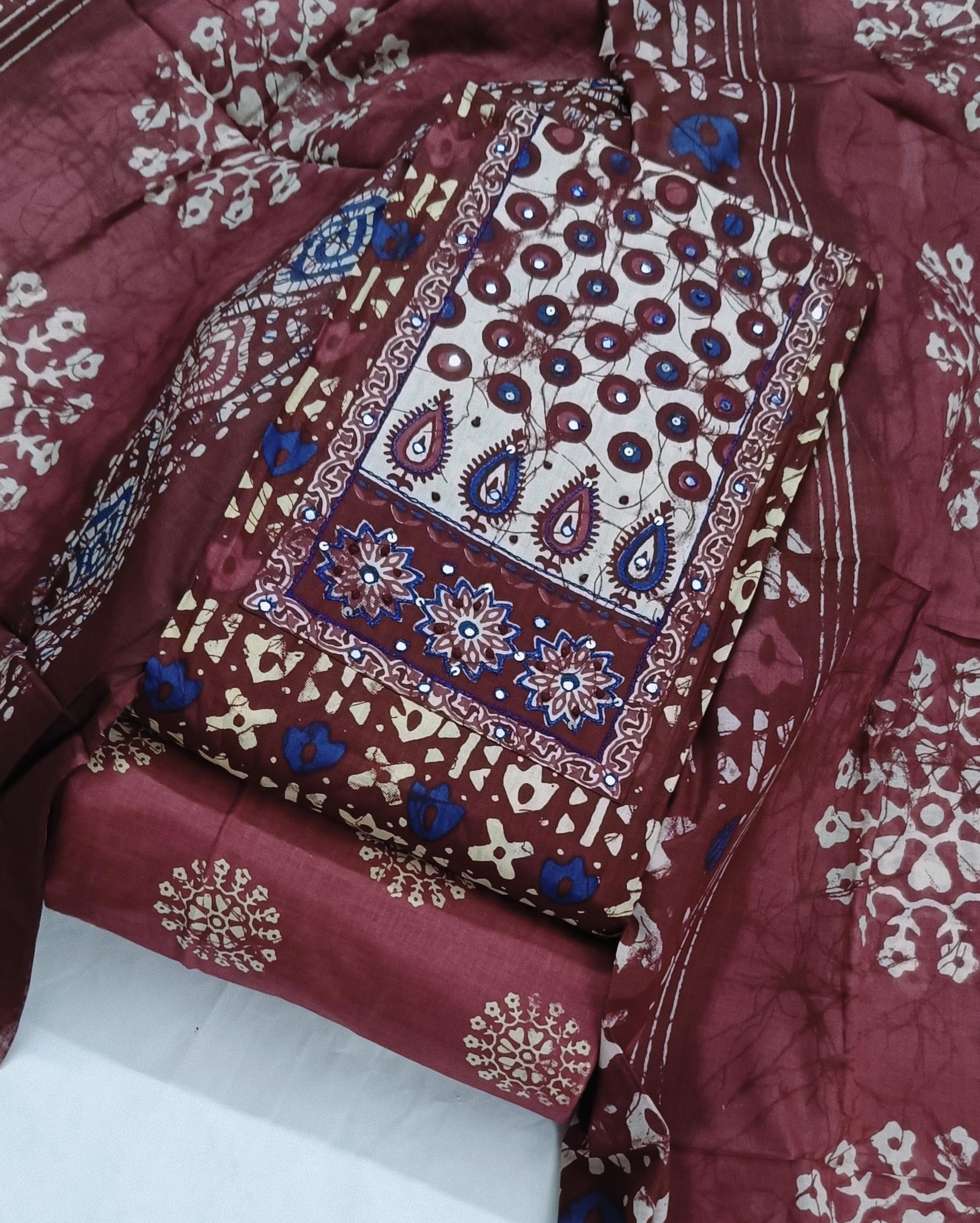 DRAVINAM Trends Women's Cambric Cotton Dress Material | Unstitch Printed Suit Set with Cotton Dupatta