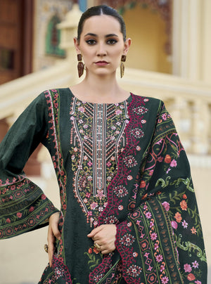 DRAVINAM Trends Women's Unstitched Pakistani Digital Print Embroidered Pure Cotton Salwar Suit Dress Materials with Cotton Embroidered Cutwork Dupatta