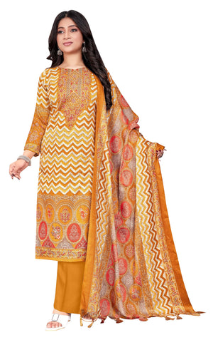 DRAVINAM Trends Women's Winter Wear Pakistani Printed Pashmina Unstitch Salwar Suit Dress Material with Pashmina Printed Shawl Dupatta