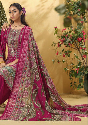 DRAVINAM Trends Women's Unstitched Salwar Suit Dress Material - Cotton Digital Printed Organza Embroidered Kameez II Unstitch Bottoms II Cotton Dupatta