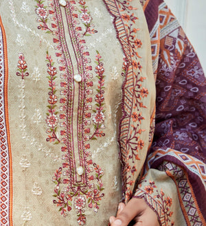 DRAVINAM Trends Women's Unstitched Salwar Suit Dress Material - Cotton Digital Printed Organza Embroidered Kameez II Unstitch Bottoms II Cotton Dupatta