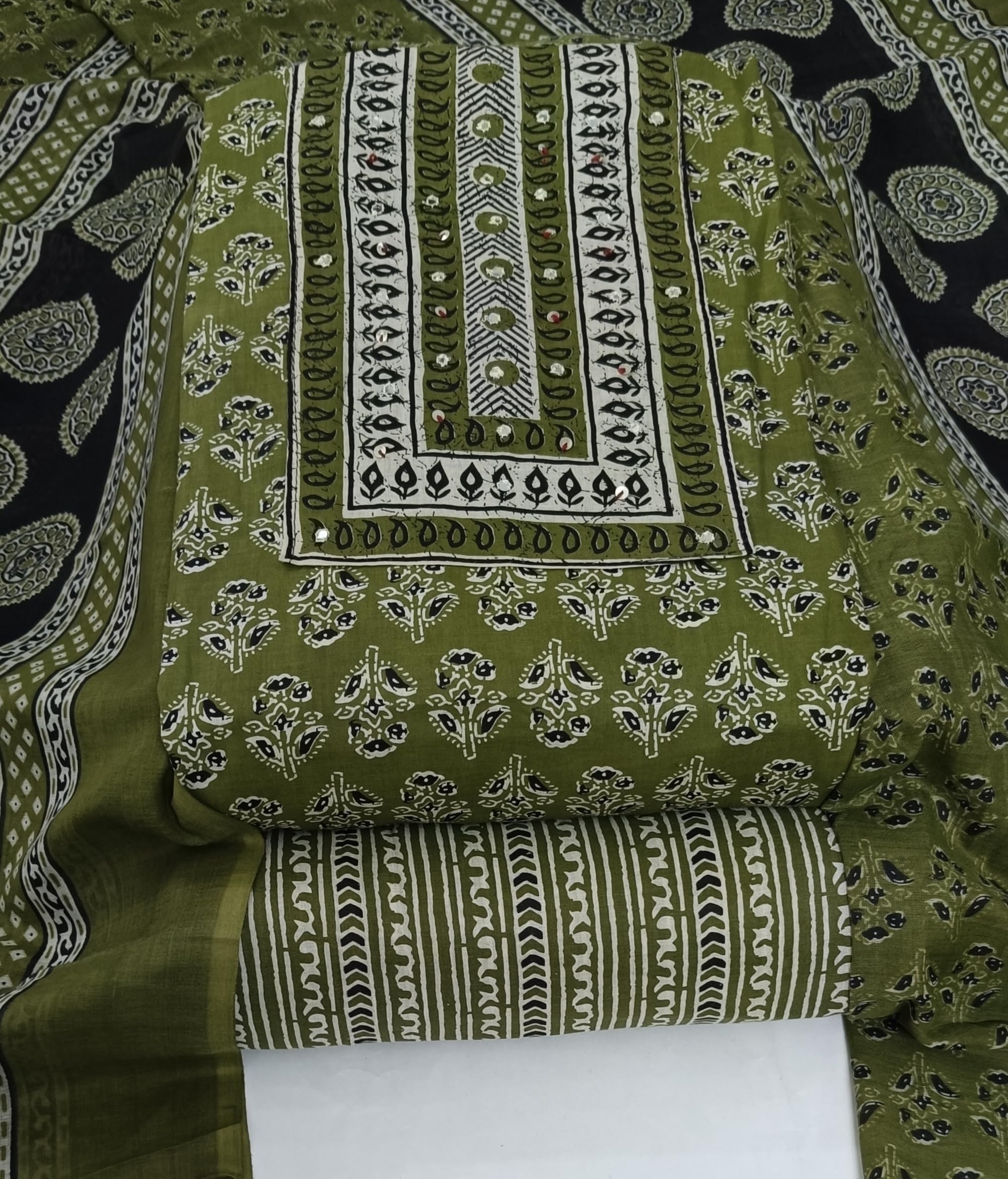 DRAVINAM Trends Women's Cambric Cotton Dress Material | Unstitch Printed Suit Set with Cotton Dupatta