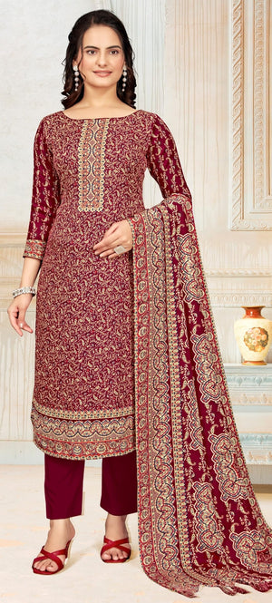 DRAVINAM Trends Women's Unstitched Winter Wear Kaani Digital Printed Heavy Woolen Pashmina Salwar Suit Dress Material with Printed Shawl Dupatta