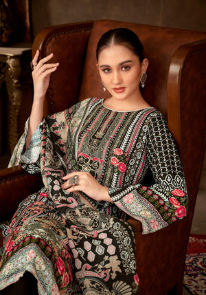 DRAVINAM Trends Women's Unstitched Salwar Suit Dress Material - Cotton Digital Printed Organza Embroidered Kameez II Unstitch Bottoms II Cotton Dupatta