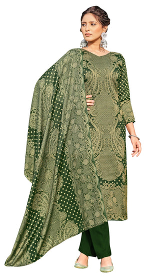 DRAVINAM Trends Women's Printed Spun Pashmina Unstitch Salwar Suit Dress Material with Printed Twill Pashmina Warm Shawl Dupatta