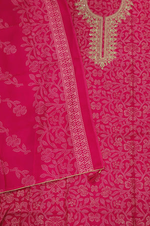 DRAVINAM Trends Womens Modal Silk Unstitched Suit Material with Embroidered Printed Kurta Pant and Dupatta