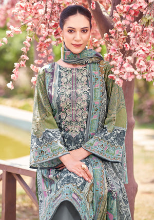 DRAVINAM Trends Women's Unstitched Salwar Suit Dress Material - Cotton Digital Printed Organza Embroidered Kameez II Unstitch Bottoms II Cotton Dupatta