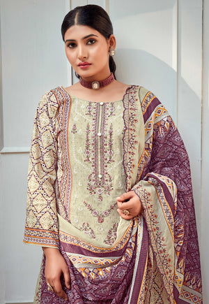 DRAVINAM Trends Women's Unstitched Salwar Suit Dress Material - Cotton Digital Printed Organza Embroidered Kameez II Unstitch Bottoms II Cotton Dupatta
