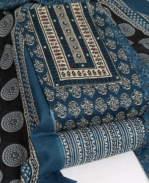 DRAVINAM Trends Women's Cambric Cotton Dress Material | Unstitch Printed Suit Set with Cotton Dupatta