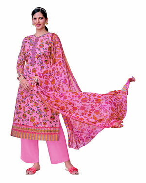 DRAVINAM Trends Women's Cotton Embroidered Unstitiched Dress Material