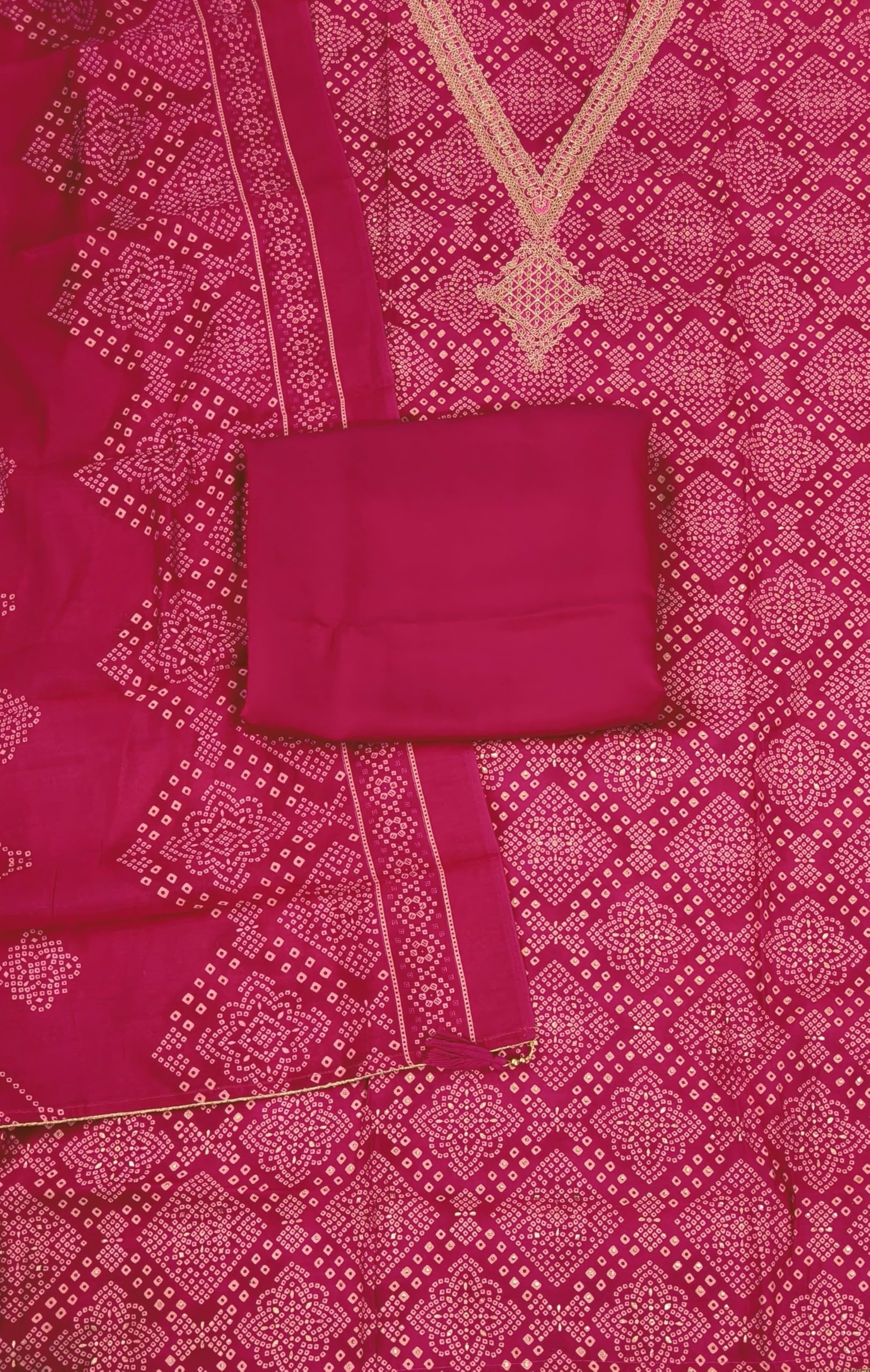 DRAVINAM Trends Womens Modal Silk Unstitched Suit Material with Embroidered Printed Kurta Pant and Dupatta