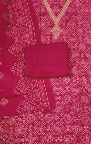 DRAVINAM Trends Womens Modal Silk Unstitched Suit Material with Embroidered Printed Kurta Pant and Dupatta