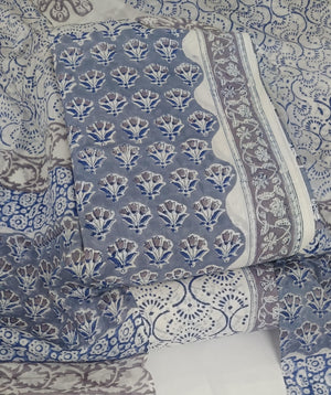 DRAVINAM Trends Hand Block Print Jaipuri Cambric Unstitched Cotton Suit Dress Material for Women with Mulmul Cotton Hand Printed Dupatta