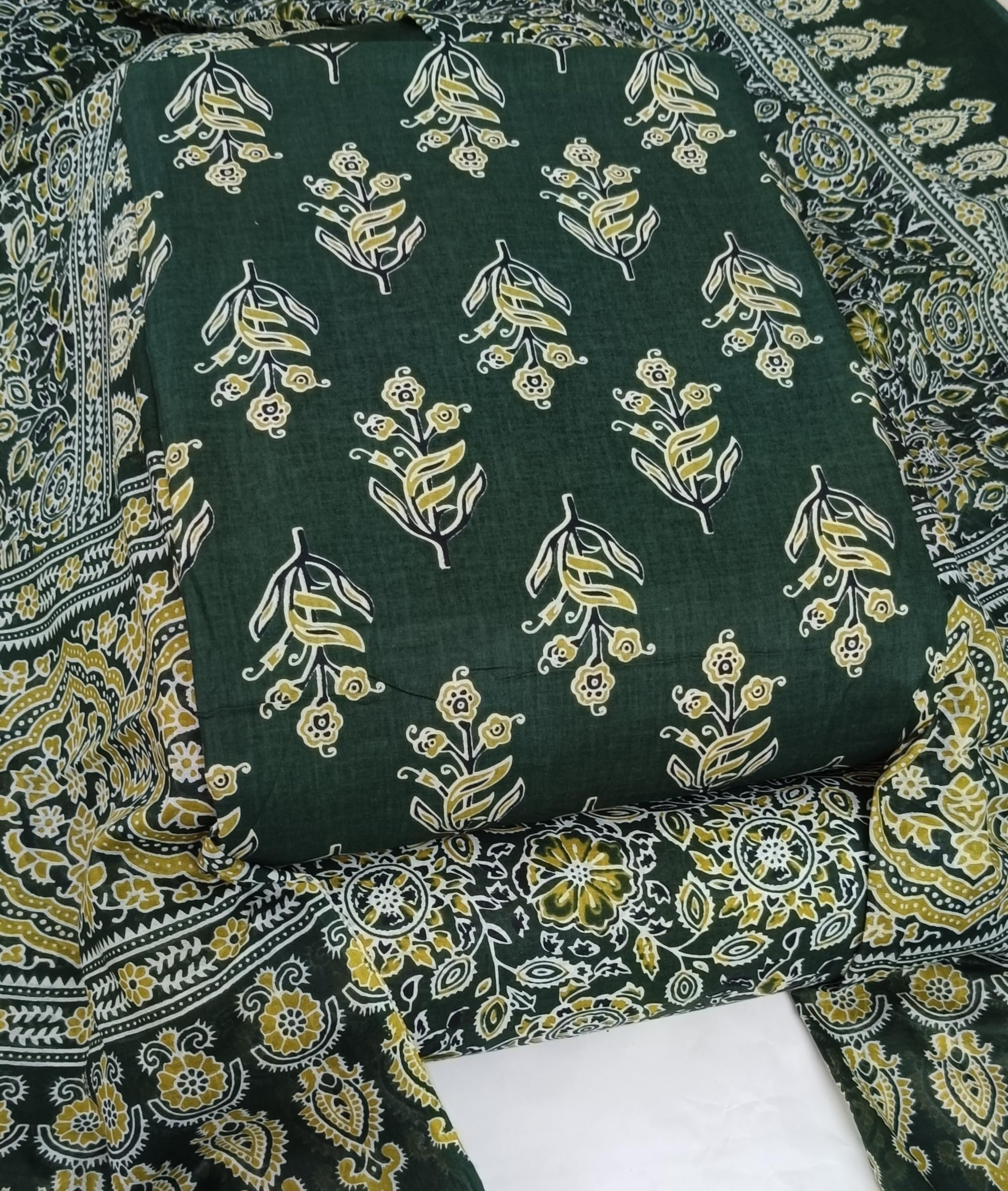 DRAVINAM Trends Jaipuri Print Cambric Cotton Unstitched Salwar Suit Dress Material for Women with Mulmul Cotton Dupatta