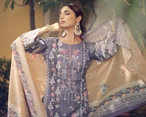 DRAVINAM Trends Unstitched Pakistani Print Embroidered Cotton Suit Dress Materials with Printed Cotton Dupatta