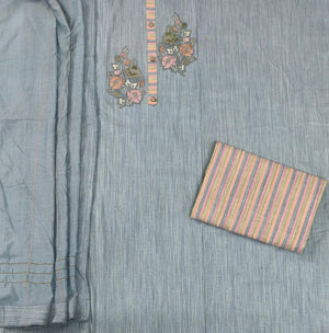 DRAVINAM Trends Women's Cotton Floral Printed Unstitched Suit Set with Embroidered Pin-Tuck Yoke & Soft Silk Dupatta