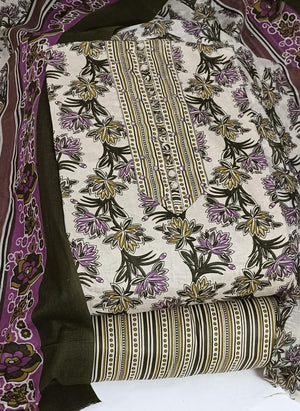DRAVINAM Trends Women's Cambric Cotton Dress Material | Unstitch Kalamkari Printed Suit Set with Cotton Dupatta