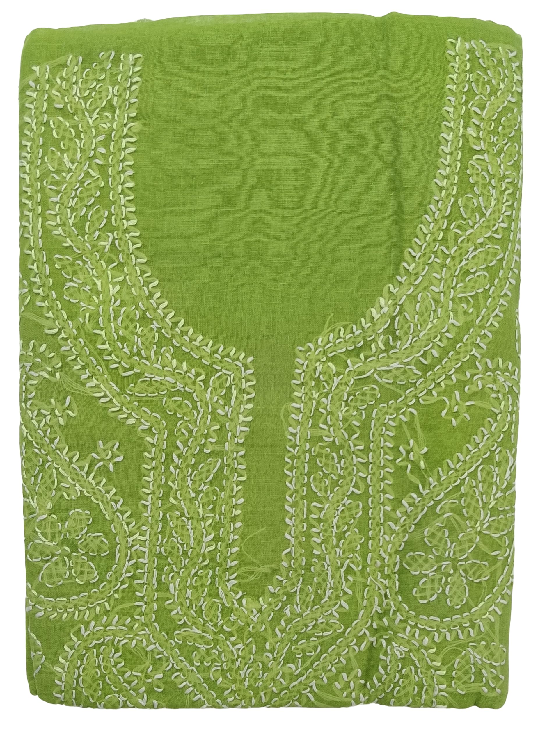 DRAVINAM Trends Women’s Cotton Unstitched Chikankari Suit Set with Dupatta & Bottom | Hand-Embroidered Lucknowi Dress Material | Premium Ethnic Wear for Women | Free Size (3-Piece)