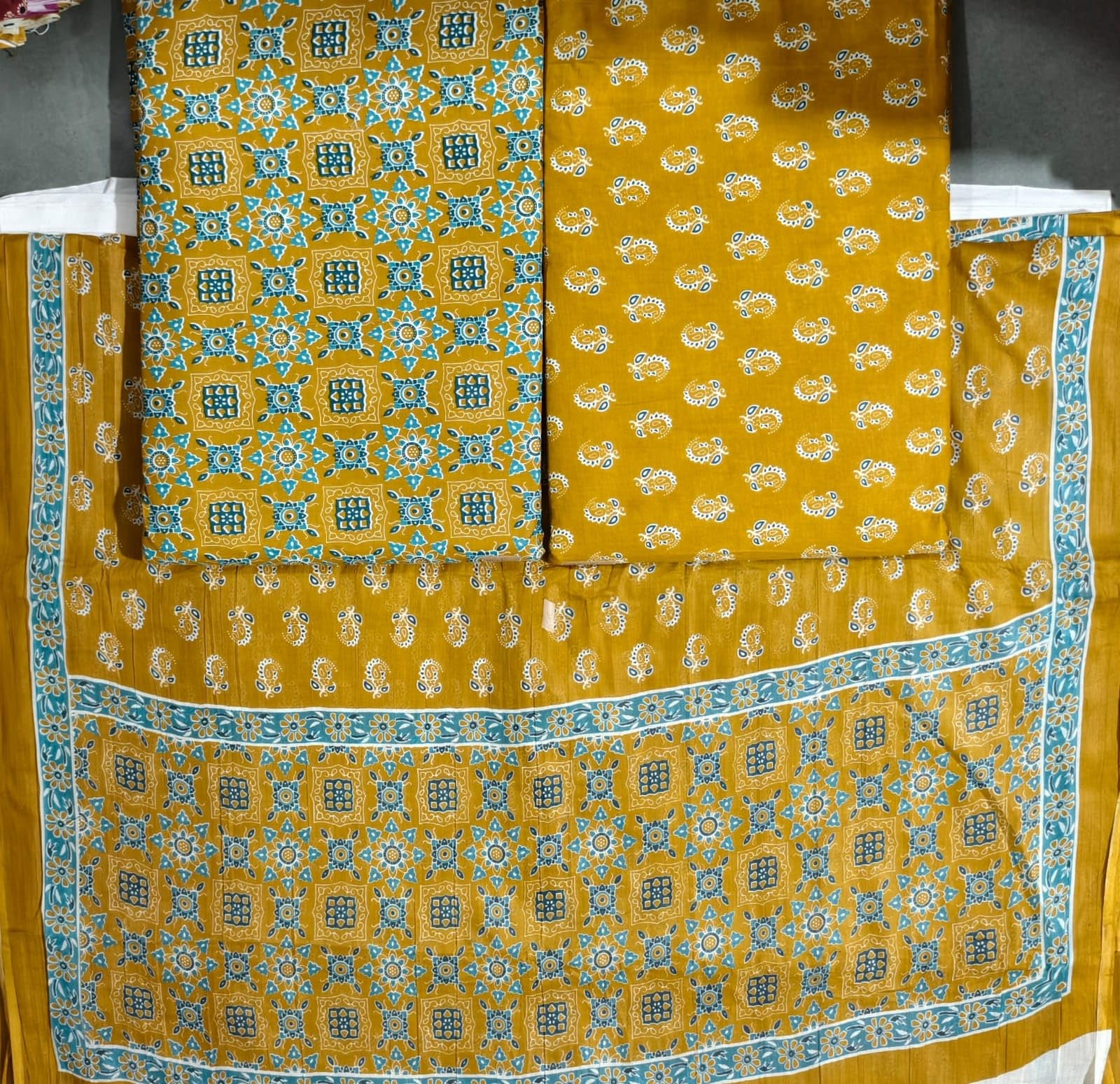 DRAVINAM Trends Jaipuri Print Cambric Cotton Unstitched Salwar Suit Dress Material for Women with Mulmul Cotton Dupatta