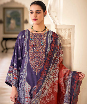 DRAVINAM Trends Women's Unstitched Salwar Suit Dress Material - Cotton Digital Printed Organza Embroidered Kameez II Unstitch Bottoms II Cotton Dupatta