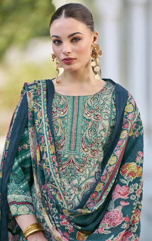 DRAVINAM Trends Kurti 2.50 mtrs, Pure Cotton (3 mtrs apx), Pure MAL MAL Cotton Dupatta Print (2.30|Black