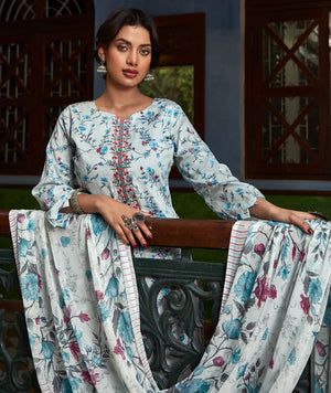 DRAVINAM Trends Women's Cotton Embroidered Unstitiched Salwar Suit Material
