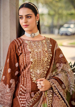 DRAVINAM Trends Women's Unstitched Salwar Suit Dress Material - Cotton Digital Printed Organza Embroidered Kameez II Unstitch Bottoms II Cotton Dupatta