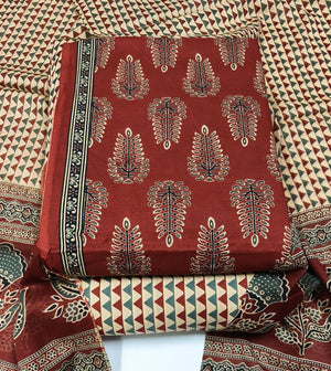 DRAVINAM Trends Jaipuri Print Cambric Cotton Unstitched Salwar Suit Dress Material for Women with Mulmul Cotton Dupatta