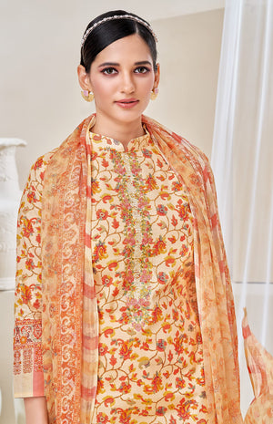 DRAVINAM Trends Women's Cotton Embroidered Unstitiched Dress Material