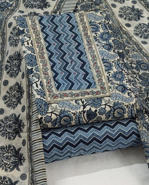 DRAVINAM Trends Women's Ethnic Pure Cotton Jaipuri Printed Unstitched Salwar Suit Dress Material with Dupatta
