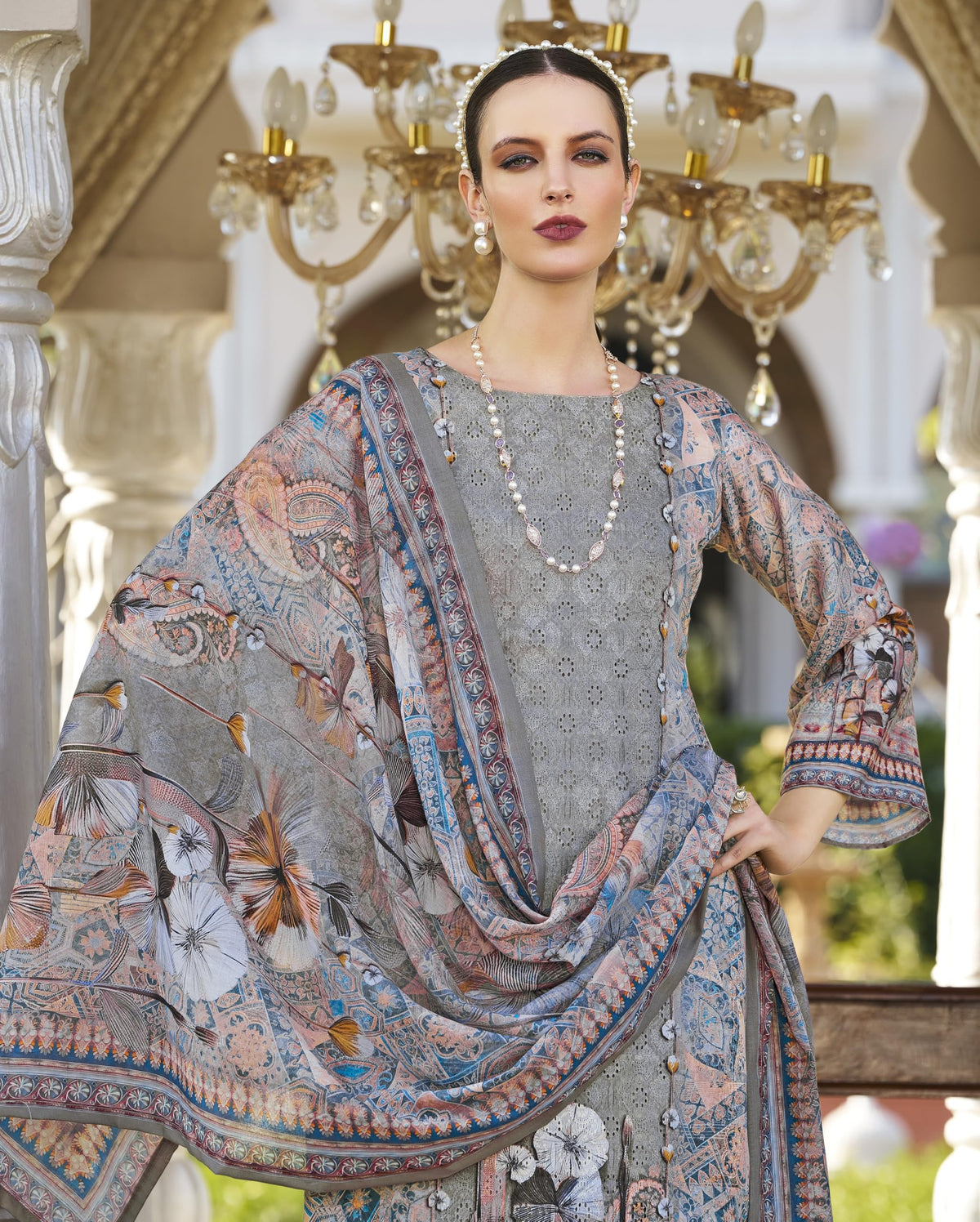 DRAVINAM Trends Women's Unstitched Salwar Suit Dress Material - Jam Cotton Digital Printed Heavy Embroidered Boring Work Kameez II Unstitch Bottoms II Cotton Dupatta
