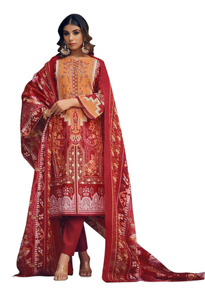 DRAVINAM Trends Women's Unstitched Printed Embroidered Pure Cotton Pakistani Salwar Suit Dress Materials with Cotton printed Dupatta (Black)