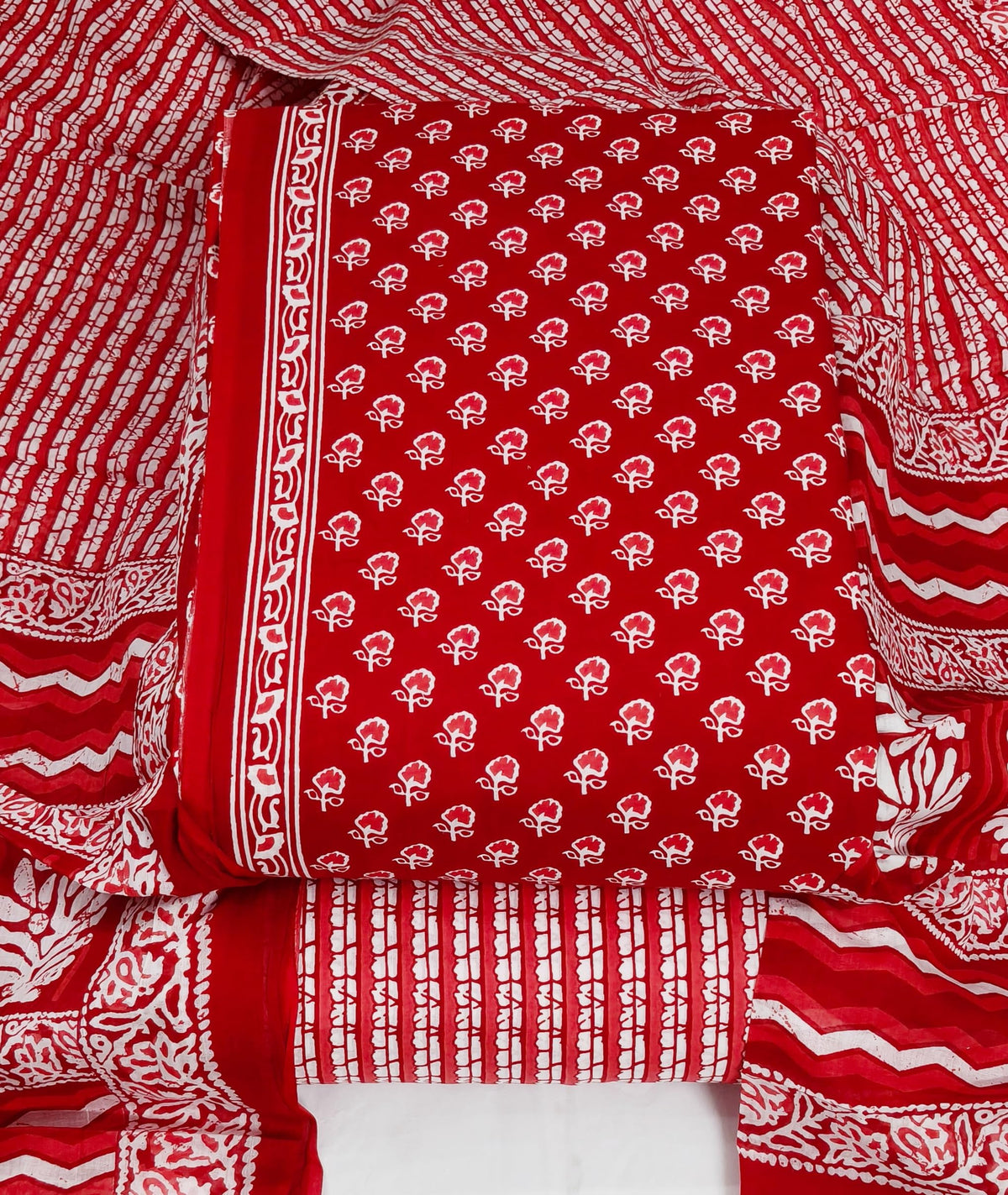DRAVINAM Trends Jaipuri Print Cambric Cotton Unstitched Salwar Suit Dress Material for Women with Mulmul Cotton Dupatta
