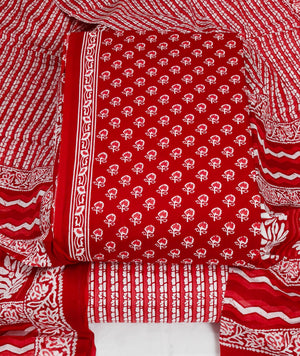 DRAVINAM Trends Jaipuri Print Cambric Cotton Unstitched Salwar Suit Dress Material for Women with Mulmul Cotton Dupatta
