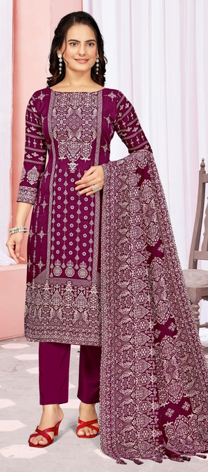 DRAVINAM Trends Women's Unstitched Winter Wear Digital Printed Heavy Woolen Pashmina Salwar Suit Dress Material with Printed Shawl Dupatta