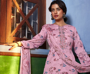 DRAVINAM Trends Women's Cotton Embroidered Unstitiched Salwar Suit Material