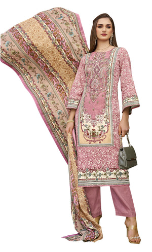 DRAVINAM Trends Unstitched Pakistani Embroidered Pure Cotton Salwar Suit Dress Materials with Cotton Dupatta