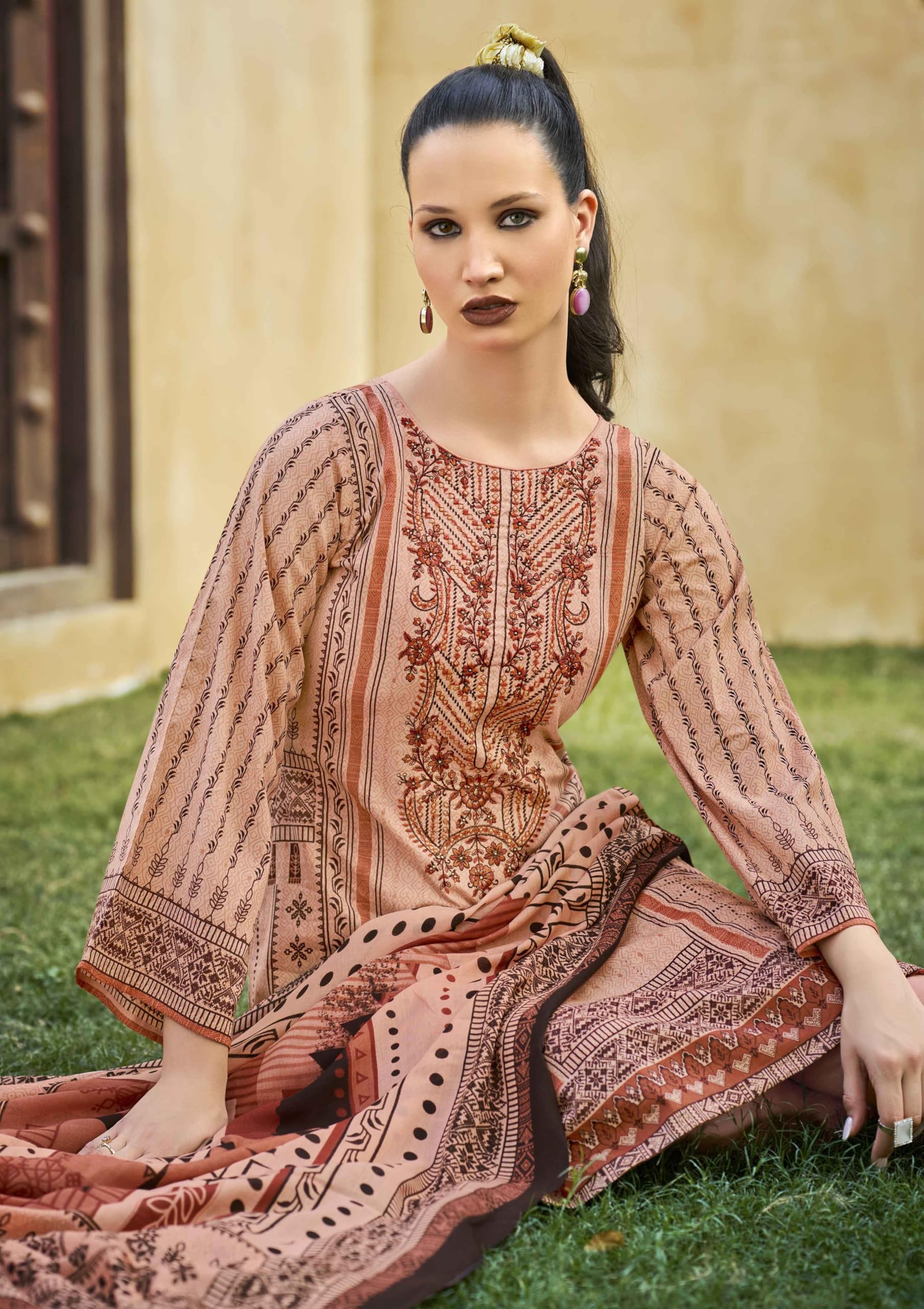 DRAVINAM Trends Kurti 2.50 mtrs, PURE COTTON DYED (2.7 m),PURE LAWN MULMUL DIGITAL PRINT COTTON DUP (2.25|Bawa