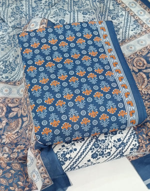 DRAVINAM Trends Jaipuri Print Cambric Cotton Unstitched Salwar Suit Dress Material for Women with Mulmul Cotton Dupatta