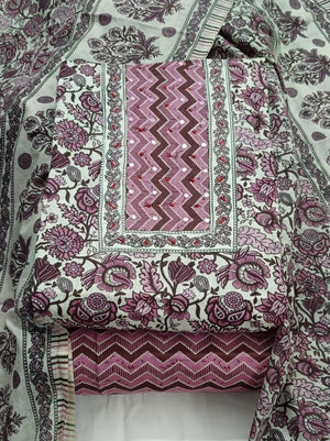 DRAVINAM Trends Women's Ethnic Pure Cotton Jaipuri Printed Unstitched Salwar Suit Dress Material with Dupatta