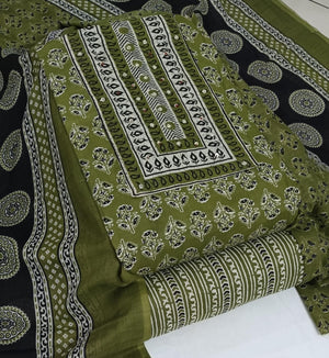 DRAVINAM Trends Women's Cambric Cotton Dress Material | Unstitch Printed Suit Set with Cotton Dupatta