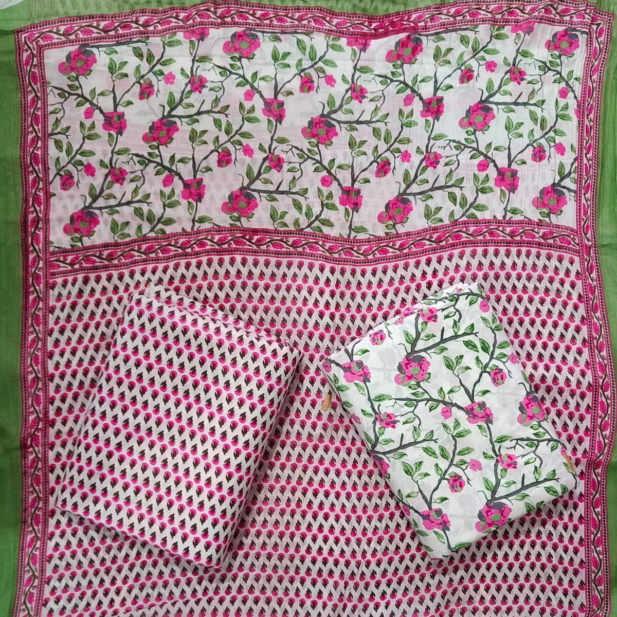 DRAVINAM Trends Jaipuri Print Cambric Cotton Unstitched Salwar Suit Dress Material for Women with Mulmul Cotton Dupatta