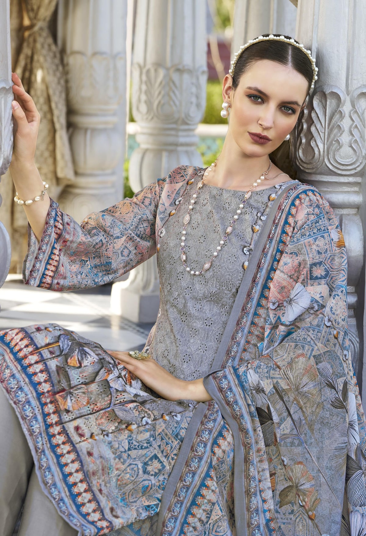 DRAVINAM Trends Women's Unstitched Salwar Suit Dress Material - Jam Cotton Digital Printed Heavy Embroidered Boring Work Kameez II Unstitch Bottoms II Cotton Dupatta