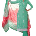 Women's Printed Unstitched Pure Cotton Kurti Palazzo Pants Set Material with Dupatta