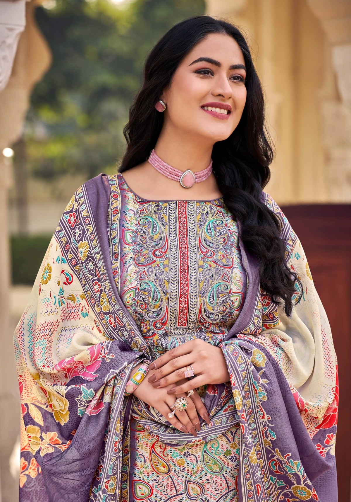 DRAVINAM Trends Women's Unstitched Premium Jam Cotton Embroidered Suit Material with Cotton Cutwork Dupatta